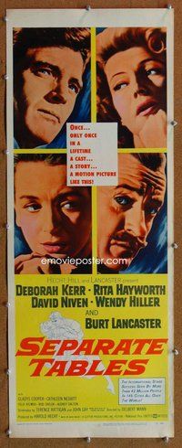 z327 SEPARATE TABLES insert movie poster '58 Rita Hayworth, Lancaster