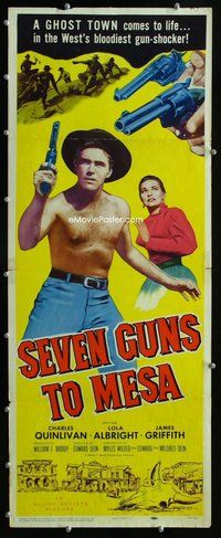 z331 SEVEN GUNS TO MESA insert movie poster '58 Quinlivan, Albright