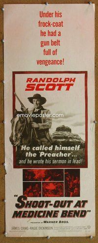 z334 SHOOT-OUT AT MEDICINE BEND insert movie poster '57 Raldolph Scott