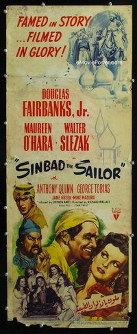 z337 SINBAD THE SAILOR insert movie poster '46 Douglas Fairbanks Jr