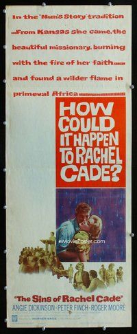 z338 SINS OF RACHEL CADE insert movie poster '60 Angie Dickinson