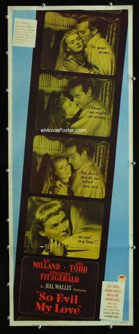 z340 SO EVIL MY LOVE insert movie poster '48 Ray Milland, Ann Todd
