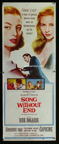 z344 SONG WITHOUT END insert movie poster '60 Dirk Bogarde, Liszt