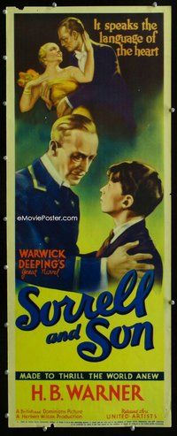z345 SORRELL & SON insert movie poster '34 H.B. Warner, English!