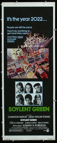z347 SOYLENT GREEN insert movie poster '73 Charlton Heston, Solie art!