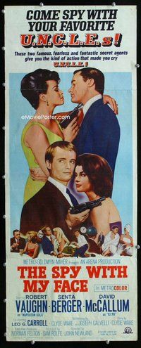 z351 SPY WITH MY FACE insert movie poster '66 Vaughn, Man from UNCLE!