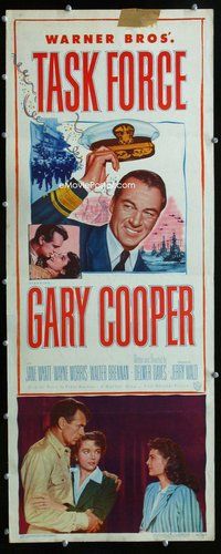 z369 TASK FORCE insert movie poster '49 Gary Cooper in uniform!