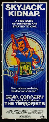 z375 TERRORISTS insert movie poster '75 Sean Connery, Tanenbaum art!