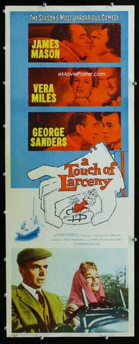 z390 TOUCH OF LARCENY insert movie poster '60 James Mason, Vera Miles