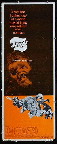 z394 TROG insert movie poster '70 Joan Crawford, prehistoric horror!