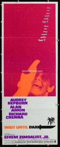 z406 WAIT UNTIL DARK insert movie poster '67 blind Audrey Hepburn!