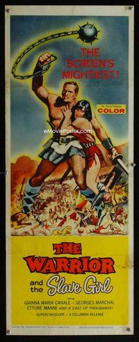 z408 WARRIOR & THE SLAVE GIRL insert movie poster '59 Italian epic!