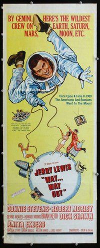 z409 WAY WAY OUT insert movie poster '66 Jerry Lewis, Connie Stevens