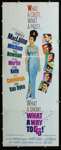 z412 WHAT A WAY TO GO insert movie poster '64 Shirley MacLaine, Newman