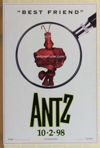 a023 ANTZ advance one-sheet movie poster '98 Sylvester Stallone, Best Friend!