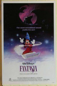 a057 FANTASIA one-sheet movie poster R85 Mickey Mouse, Disney classic!