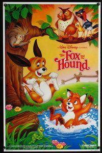 a066 FOX & THE HOUND one-sheet movie poster R88 Walt Disney animals!