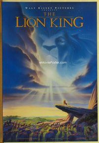 a101 LION KING DS one-sheet movie poster '94 classic Walt Disney cartoon!