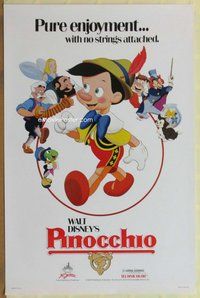 a131 PINOCCHIO one-sheet movie poster R84 Walt Disney classic cartoon!
