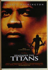 a136 REMEMBER THE TITANS DS advance one-sheet movie poster '00 football!