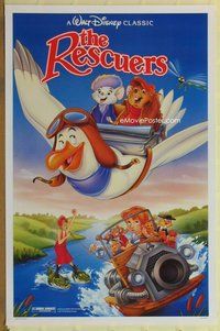 a137 RESCUERS one-sheet movie poster R89 Walt Disney mice cartoon!