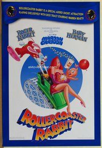 a145 ROLLERCOASTER RABBIT DS one-sheet movie poster '90 Roger & Jessica!