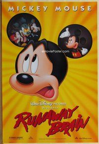 a148 RUNAWAY BRAIN DS one-sheet movie poster '95 Disney, Mickey Mouse