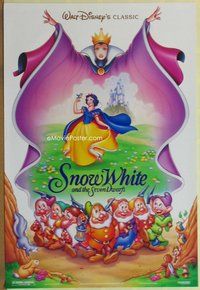 a155 SNOW WHITE & THE SEVEN DWARFS DS one-sheet movie poster R93 Disney