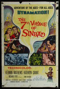 b045 7th VOYAGE OF SINBAD one-sheet movie poster '58 Ray Harryhausen