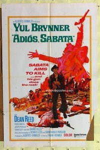 b048 ADIOS SABATA int'l one-sheet movie poster '71 Yul Brynner aims to kill!