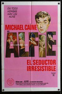 b055 ALFIE Spanish/U.S. one-sheet movie poster '66 Michael Caine is a major cad!