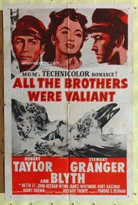 b058 ALL THE BROTHERS WERE VALIANT one-sheet movie poster R50s Robert Taylor