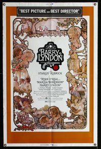 b098 BARRY LYNDON one-sheet movie poster '75 Stanley Kubrick, Ryan O'Neal