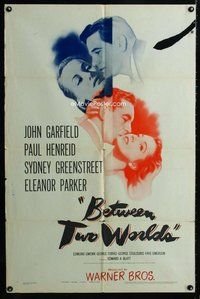 b117 BETWEEN TWO WORLDS one-sheet movie poster '44 John Garfield, Henreid