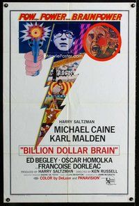 b122 BILLION DOLLAR BRAIN one-sheet movie poster '67 Michael Caine, Malden