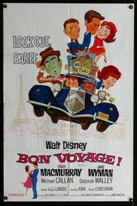 b132 BON VOYAGE one-sheet movie poster '62 Walt Disney, MacMurray, Wyman