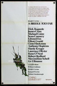 b135 BRIDGE TOO FAR advance one-sheet movie poster '77 Michael Caine, Connery