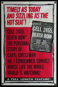 b149 CELL 2455 DEATH ROW one-sheet movie poster '55 Caryl Chessman bio!