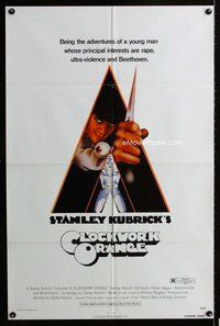b166 CLOCKWORK ORANGE one-sheet movie poster '72 Stanley Kubrick classic!