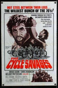 b181 CYCLE SAVAGES one-sheet movie poster '70 Bruce Dern, cult bikers!