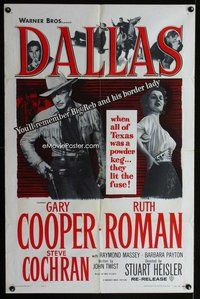 b182 DALLAS one-sheet movie poster R56 Gary Cooper, Ruth Roman, Texas!