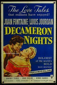 b189 DECAMERON NIGHTS one-sheet movie poster '53 Joan Fontaine, Jourdan