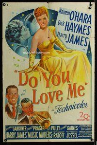 b194 DO YOU LOVE ME one-sheet movie poster '46 Maureen O'Hara, Harry James