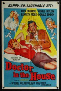 b197 DOCTOR IN THE HOUSE one-sheet movie poster '55 Bogarde w/sexy girl!