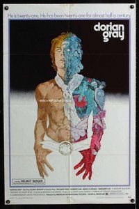 b200 DORIAN GRAY one-sheet movie poster '71 Helmut Berger, cool artwork!