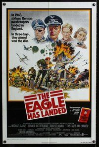 b205 EAGLE HAS LANDED one-sheet movie poster '77 Michael Caine, WWII!