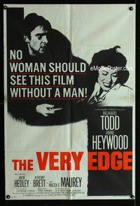 b525 VERY EDGE English one-sheet movie poster '62 Richard Todd, Heywood