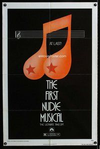 b217 FIRST NUDIE MUSICAL one-sheet movie poster '76 unusual sexy artwork!