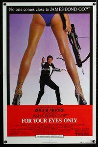 b012 FOR YOUR EYES ONLY one-sheet movie poster '81 Moore as James Bond!