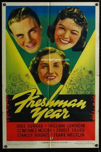 b226 FRESHMAN YEAR one-sheet movie poster '38 Constance Moore, Dixie Dunbar